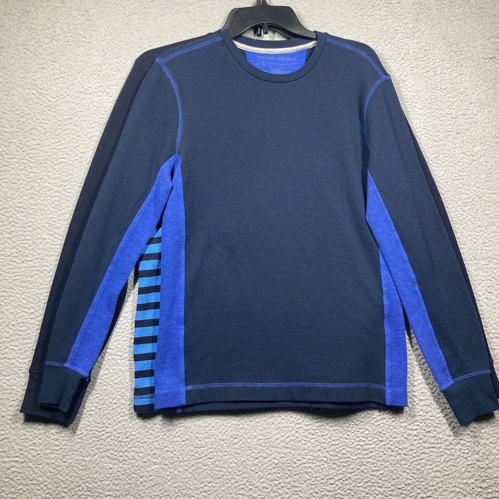 Banana Republic Thermal Waffle Knit Shirts Mens Medium Blue Lot of 2 Long Sleeve